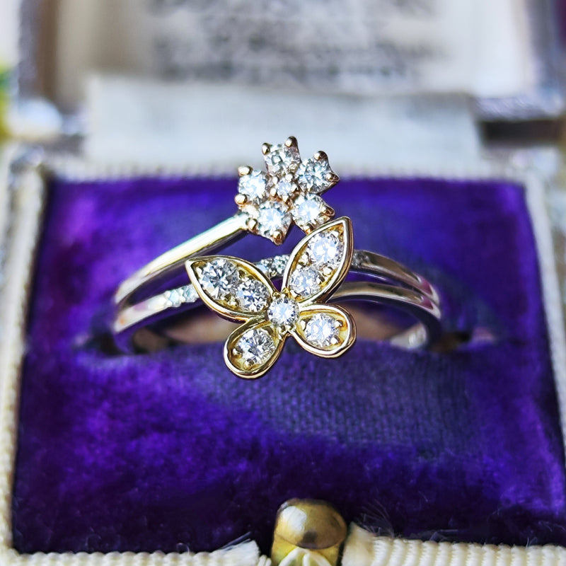 天然ダイヤモンド バタフライモチーフ リング