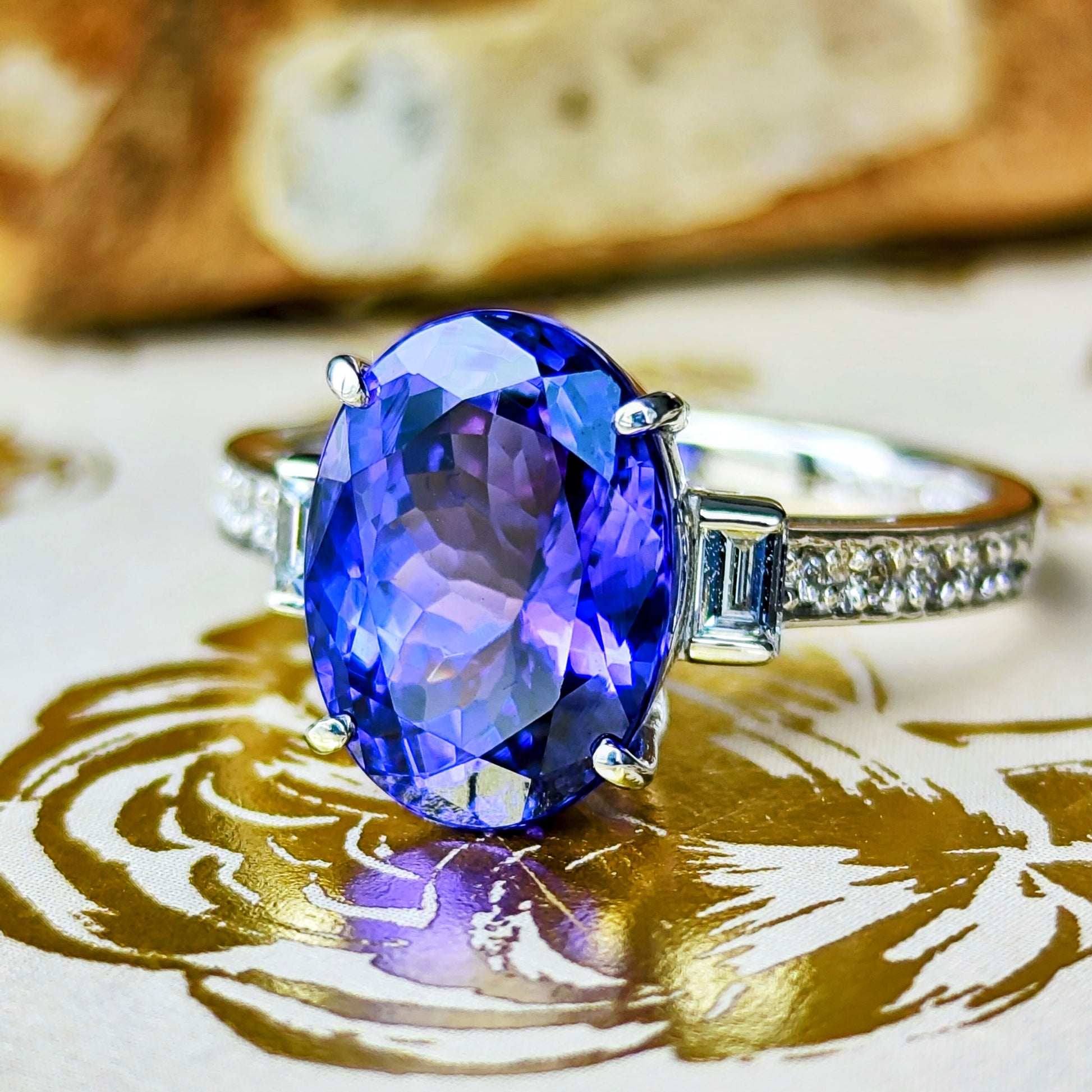 【大粒 4.42ct】天然タンザナイト 天然ダイヤモンド リング