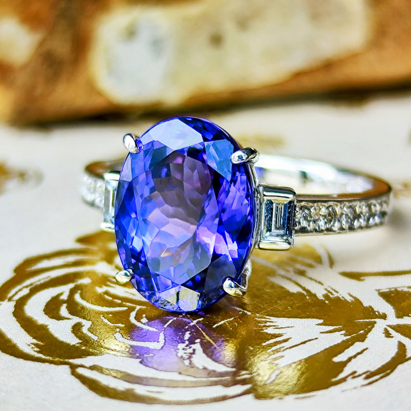 【大粒 4.42ct】天然タンザナイト 天然ダイヤモンド リング