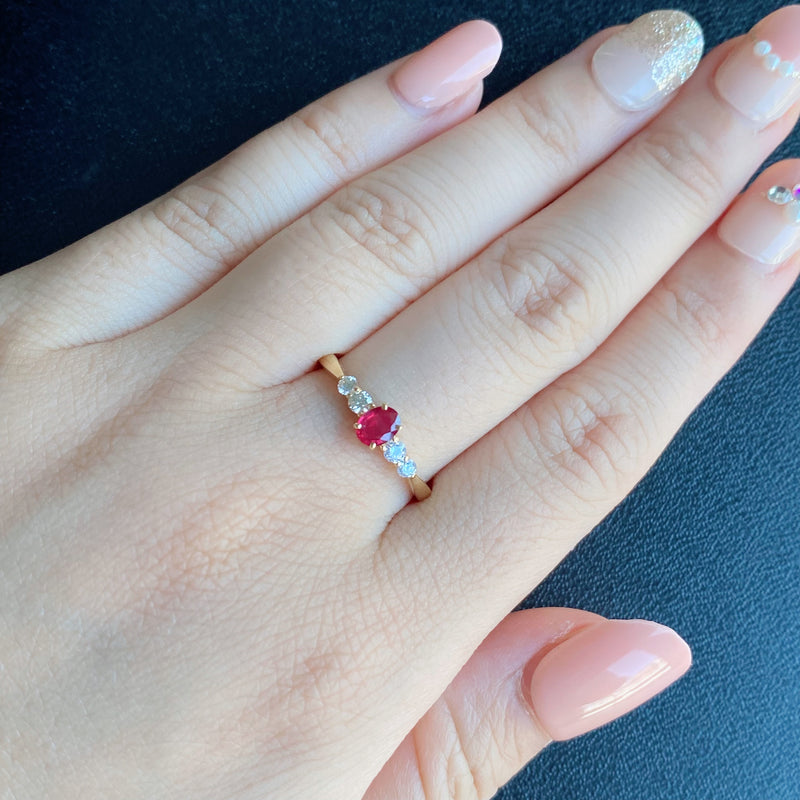 【非加熱 ピジョンブラッド】天然ルビー 天然ダイヤモンド リング