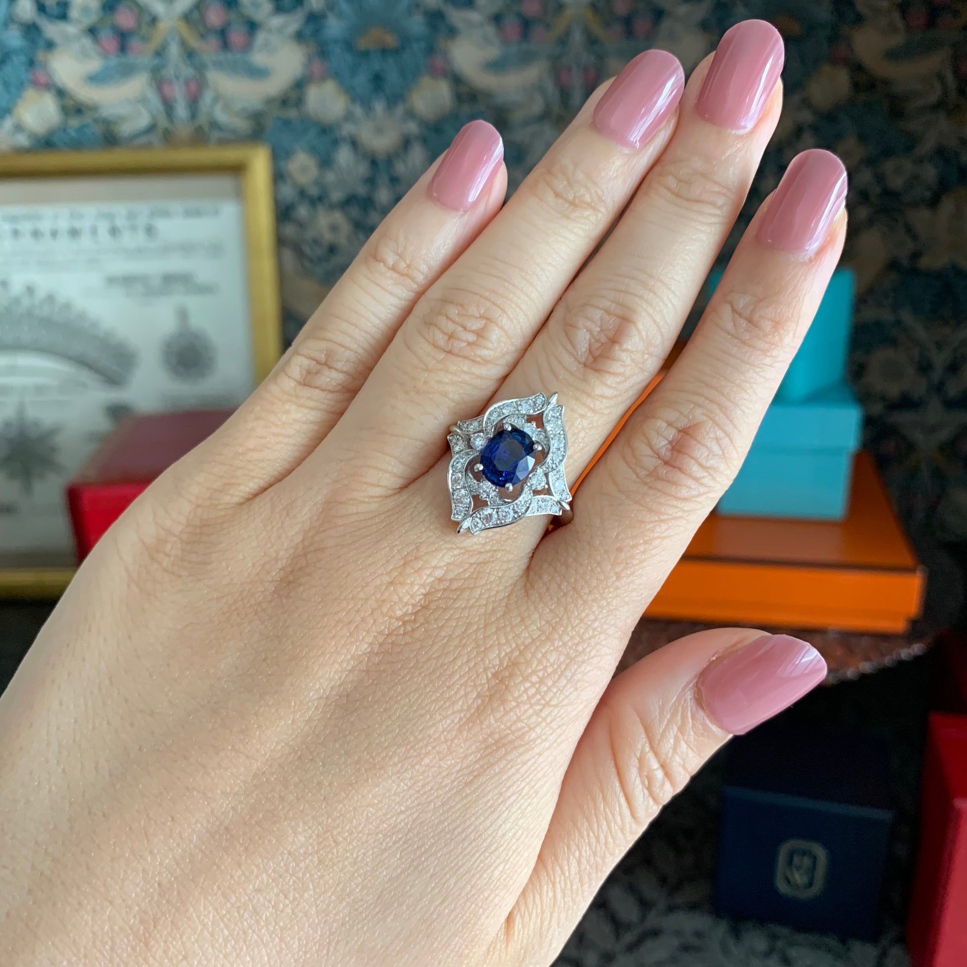 【ロイヤルブルー 大粒】天然サファイア 1.60ct 天然ダイヤモンド リング