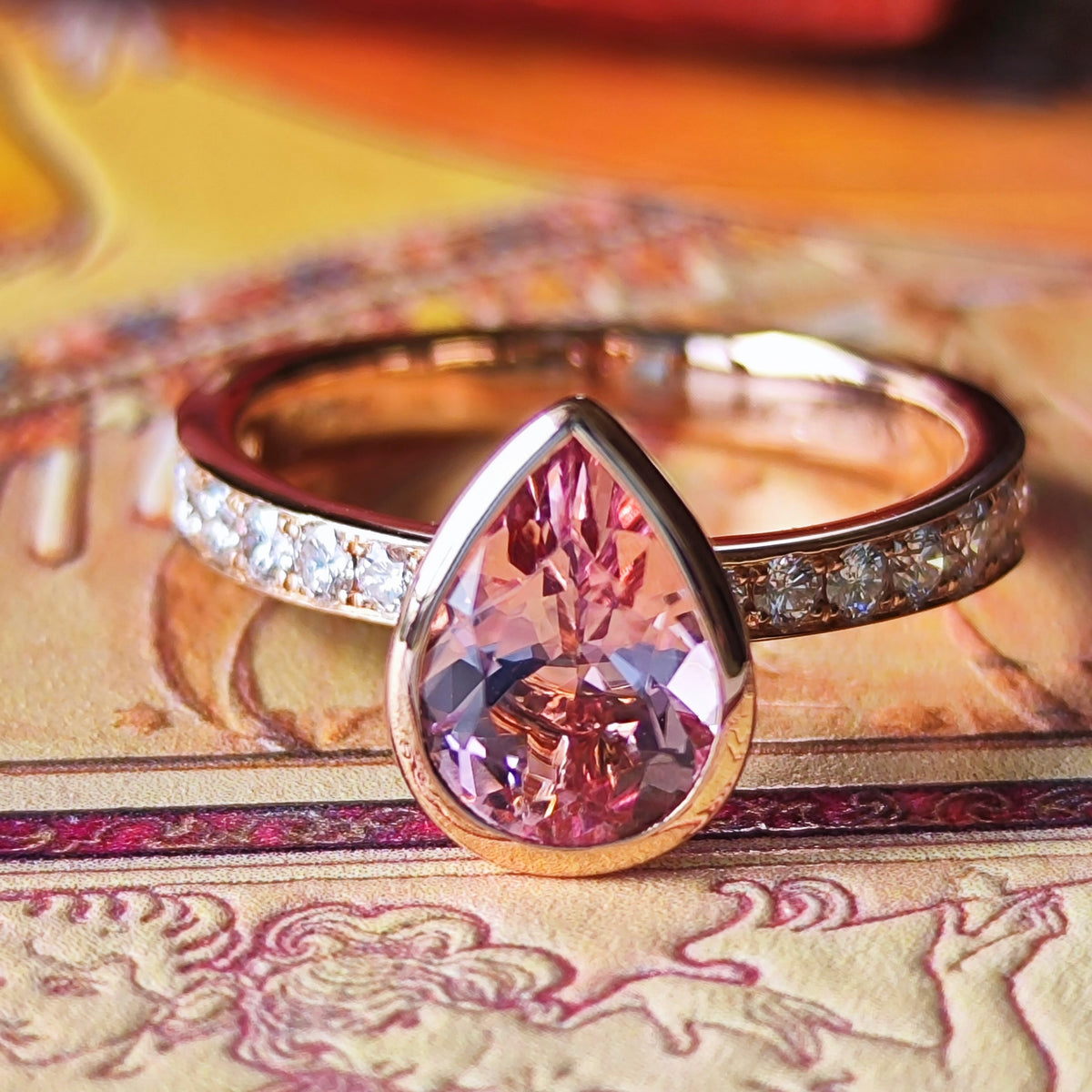 天然モルガナイト 1.21ct 天然ダイヤモンド リング