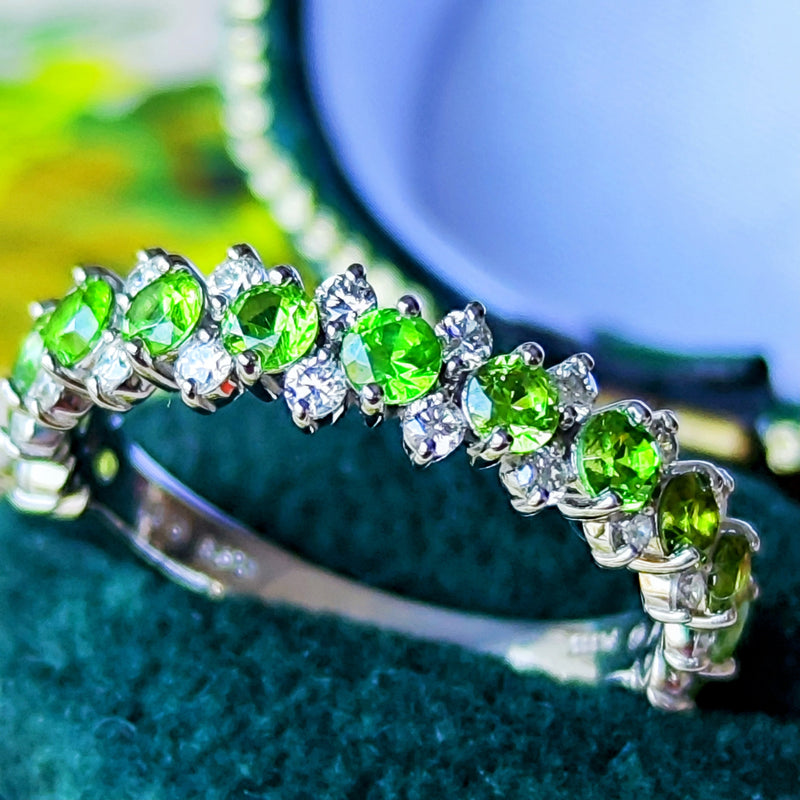 天然デマントイドガーネット 天然ダイヤモンド プラチナリング