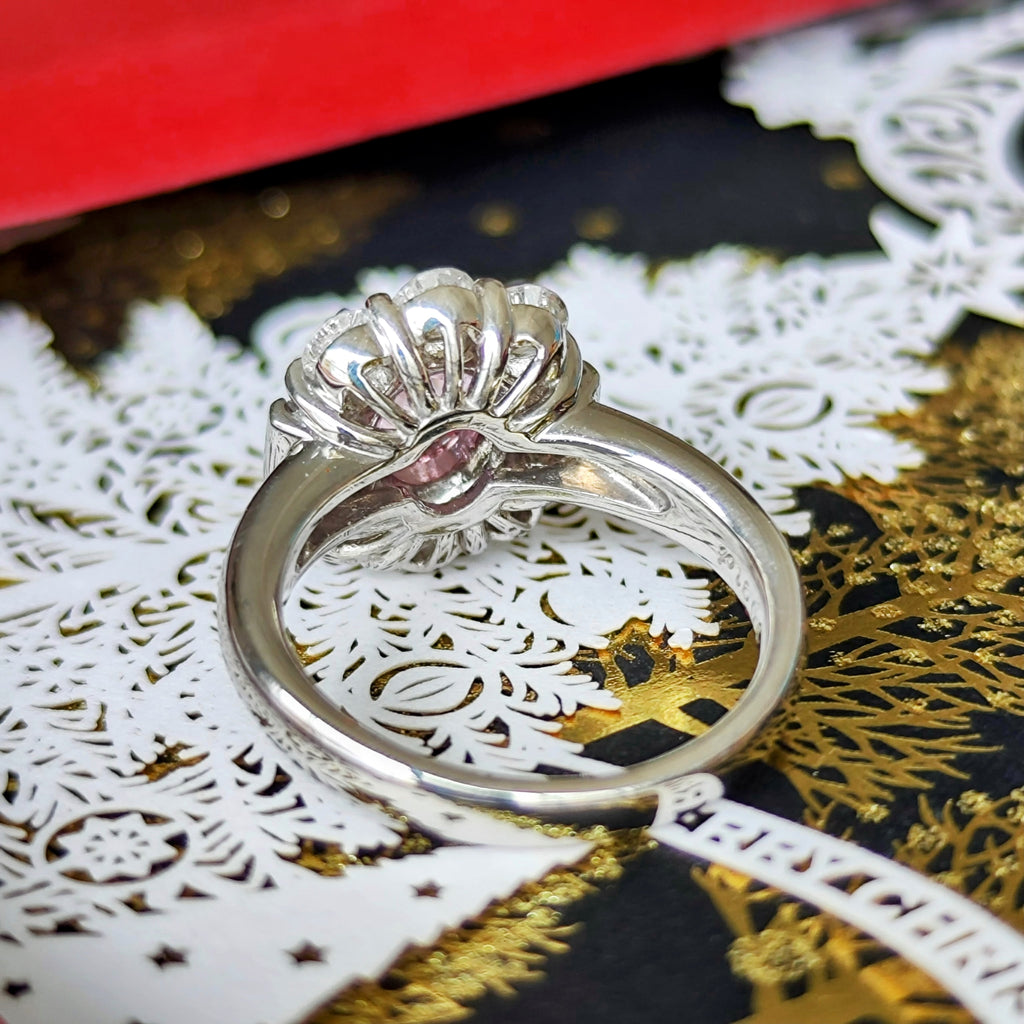 天然パパラチアサファイア 1.07ct 天然ダイヤモンド リング