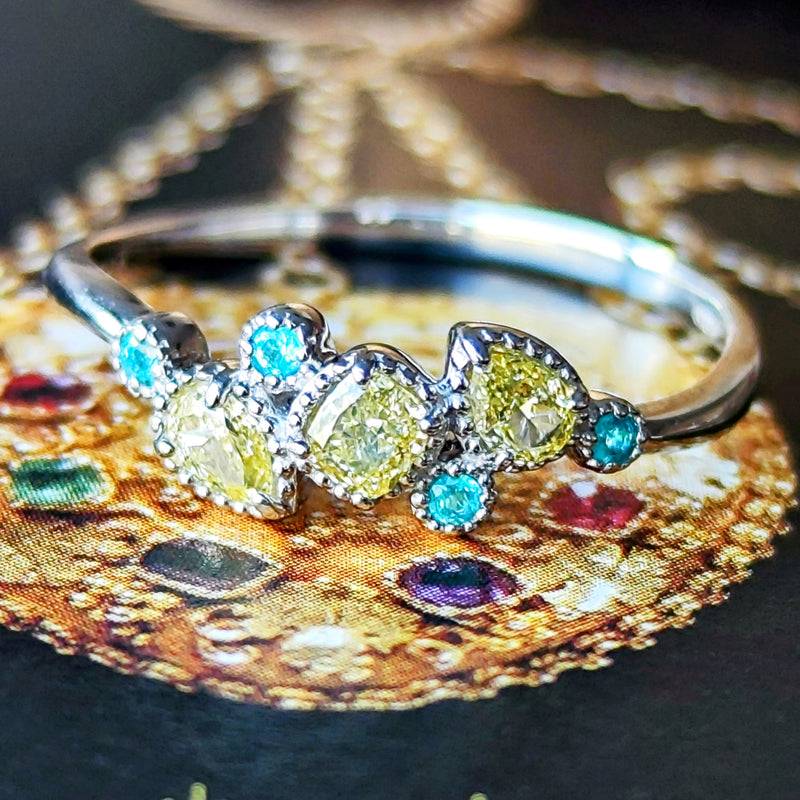 天然イエローダイヤモンド 天然パライバトルマリン リング