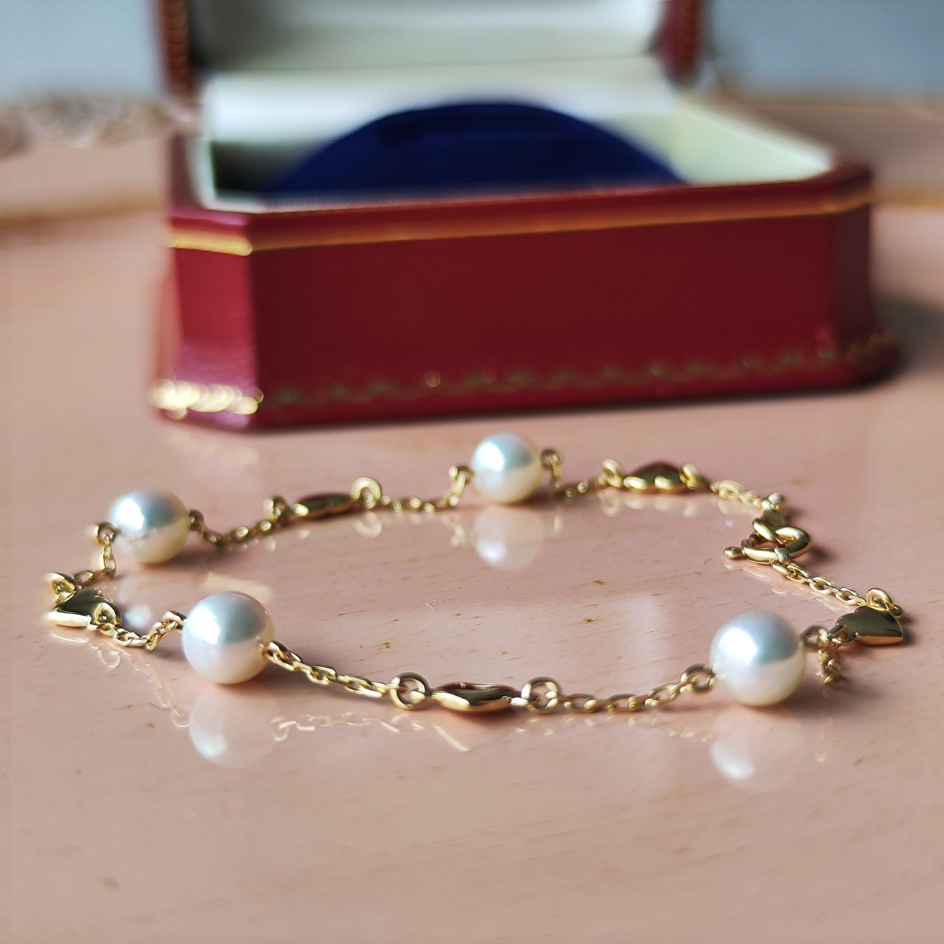 MIKIMOTO ミキモト あこやベビーパール ハートモチーフ ブレスレット