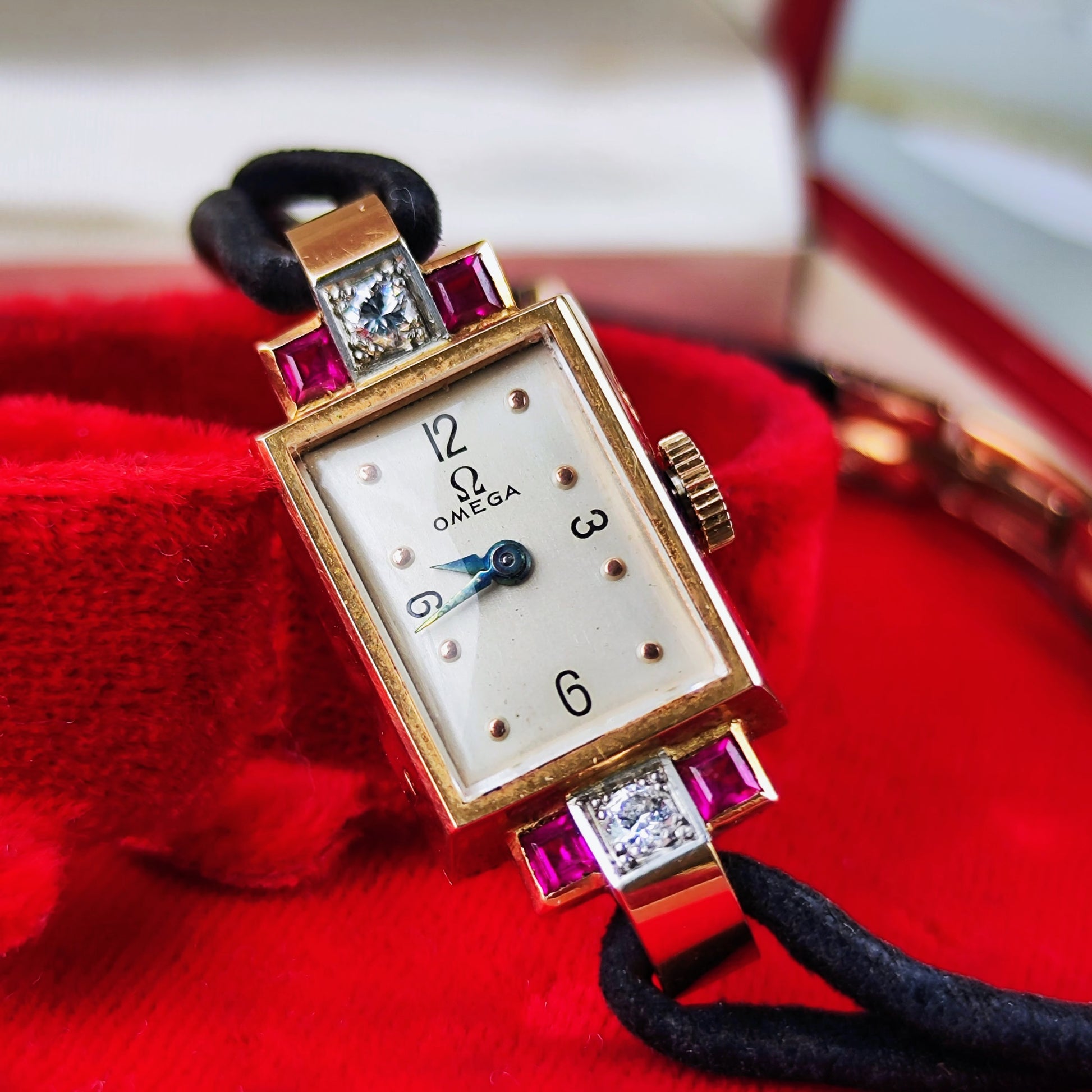 【OH済み】OMEGA オメガ 天然ダイヤモンド 合成ルビー 18金無垢時計