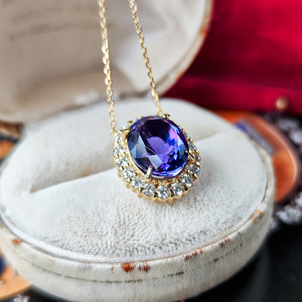【大粒 5.27ct】天然タンザナイト 天然ダイヤモンド ネックレス
