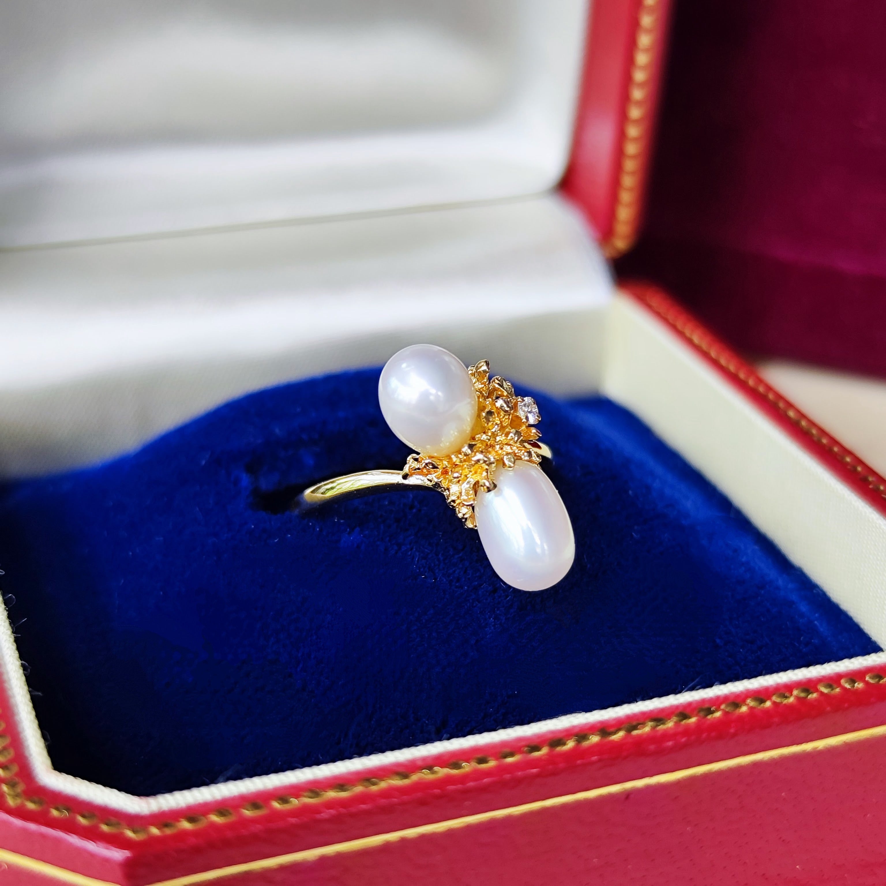 お値下げ】MIKIMOTO ミキモト 淡水真珠 天然ダイヤモンド 18金リング