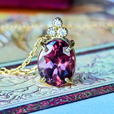 【ピンクジルコン】天然ジルコン 天然ダイヤモンド ネックレス