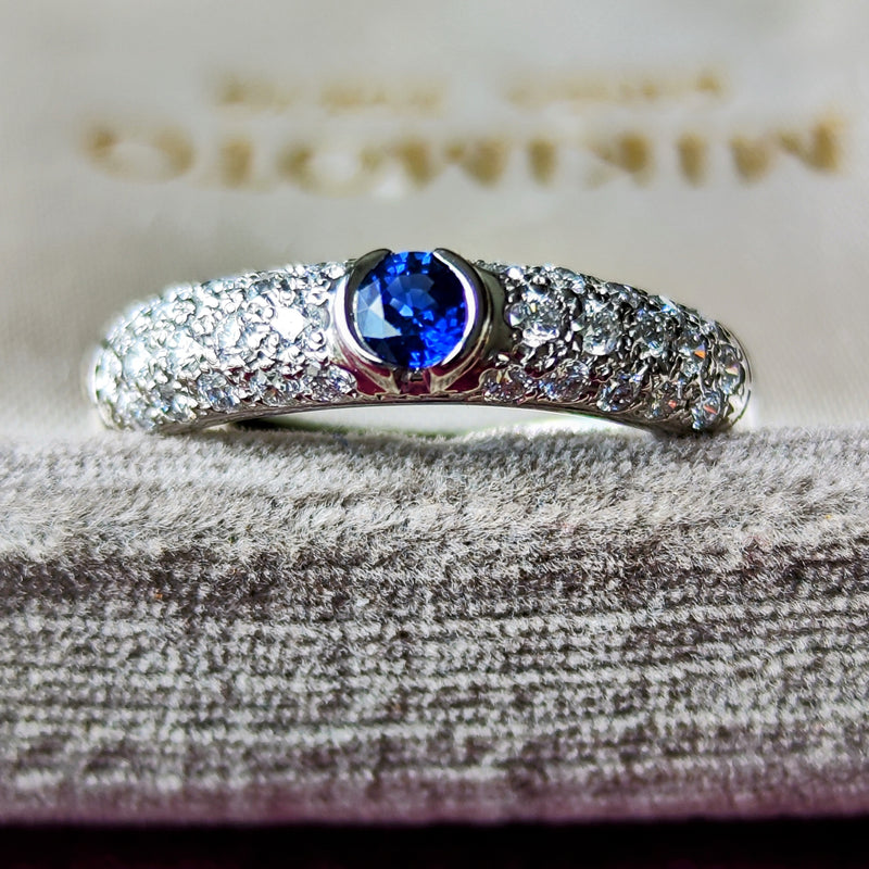 MIKIMOTO ミキモト 天然サファイア 天然ダイヤモンド リング