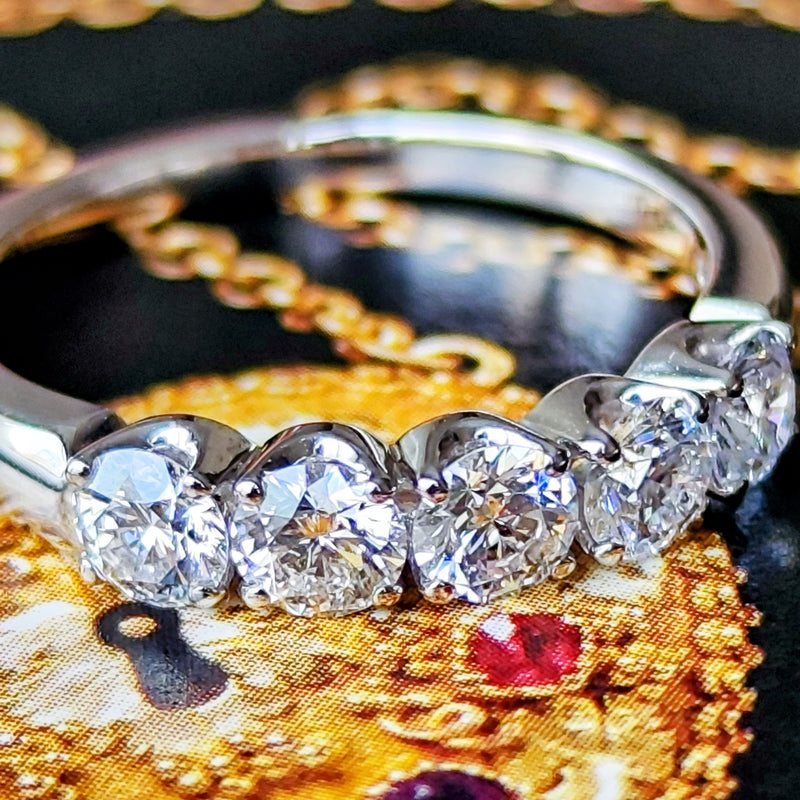 MIKIMOTO ミキモト 天然ダイヤモンド 0.74ct ハーフエタニティリング