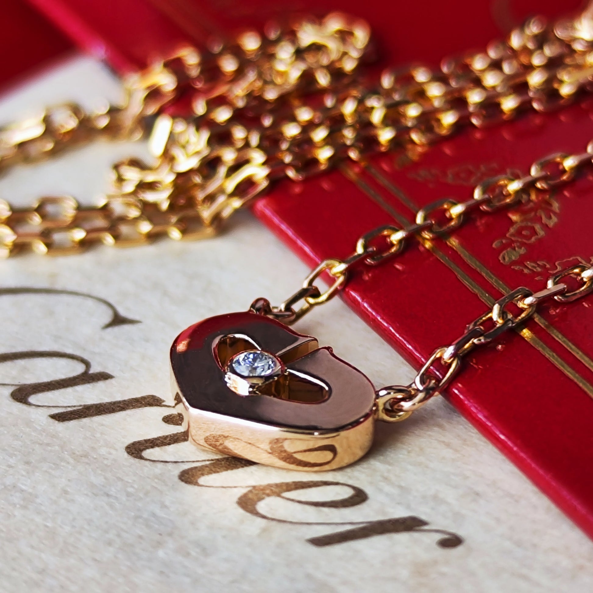 【廃盤 Cartier 】カルティエ Cハート ネックレス ダイヤモンド18金PG