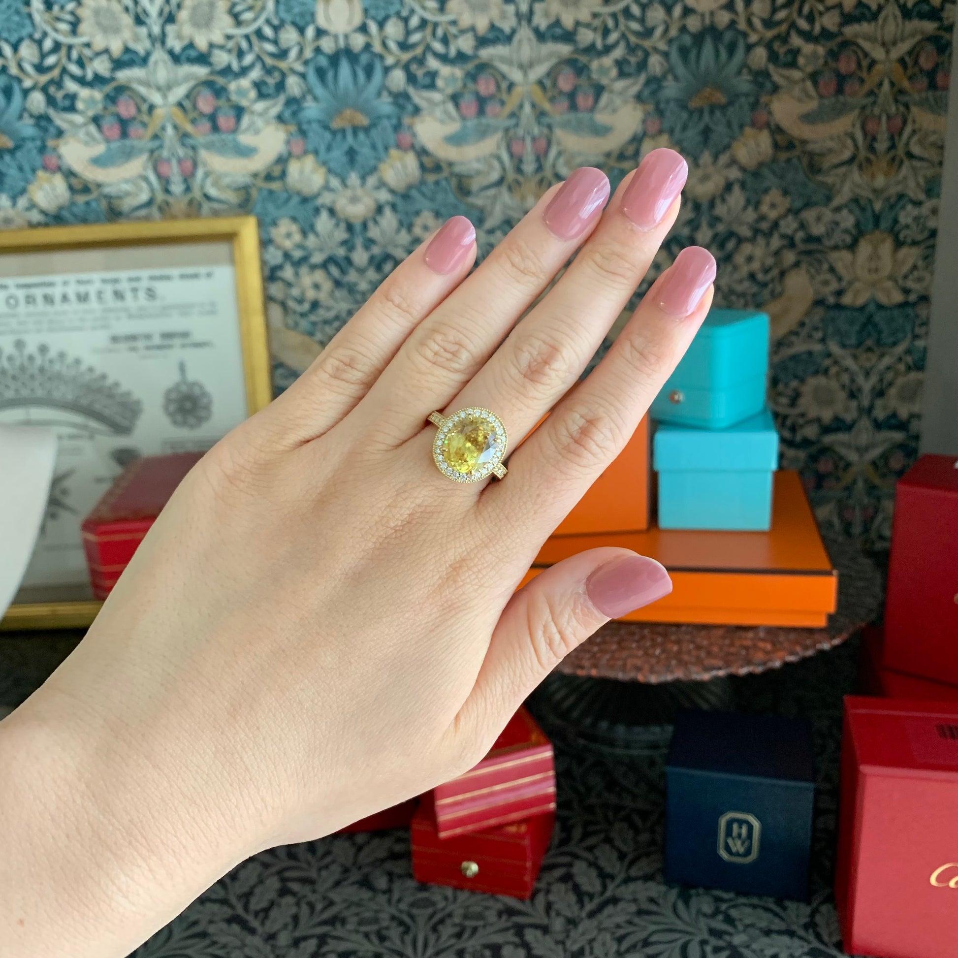 【大粒 4.67ct】天然スフェーン 天然ダイヤモンド リング