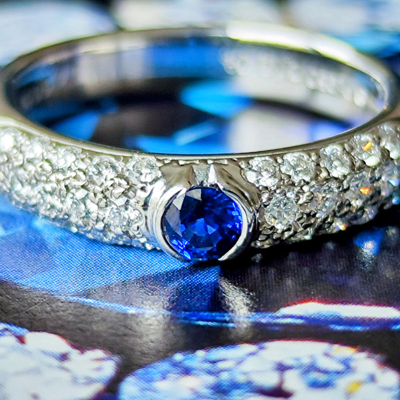 MIKIMOTO ミキモト 天然サファイア 天然ダイヤモンド パヴェリング