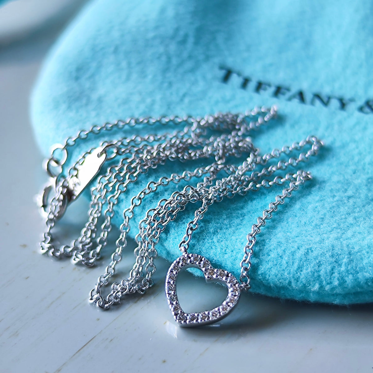 TIFFANY &Co ティファニー メトロハート ダイヤモンド ネックレス 18金WG