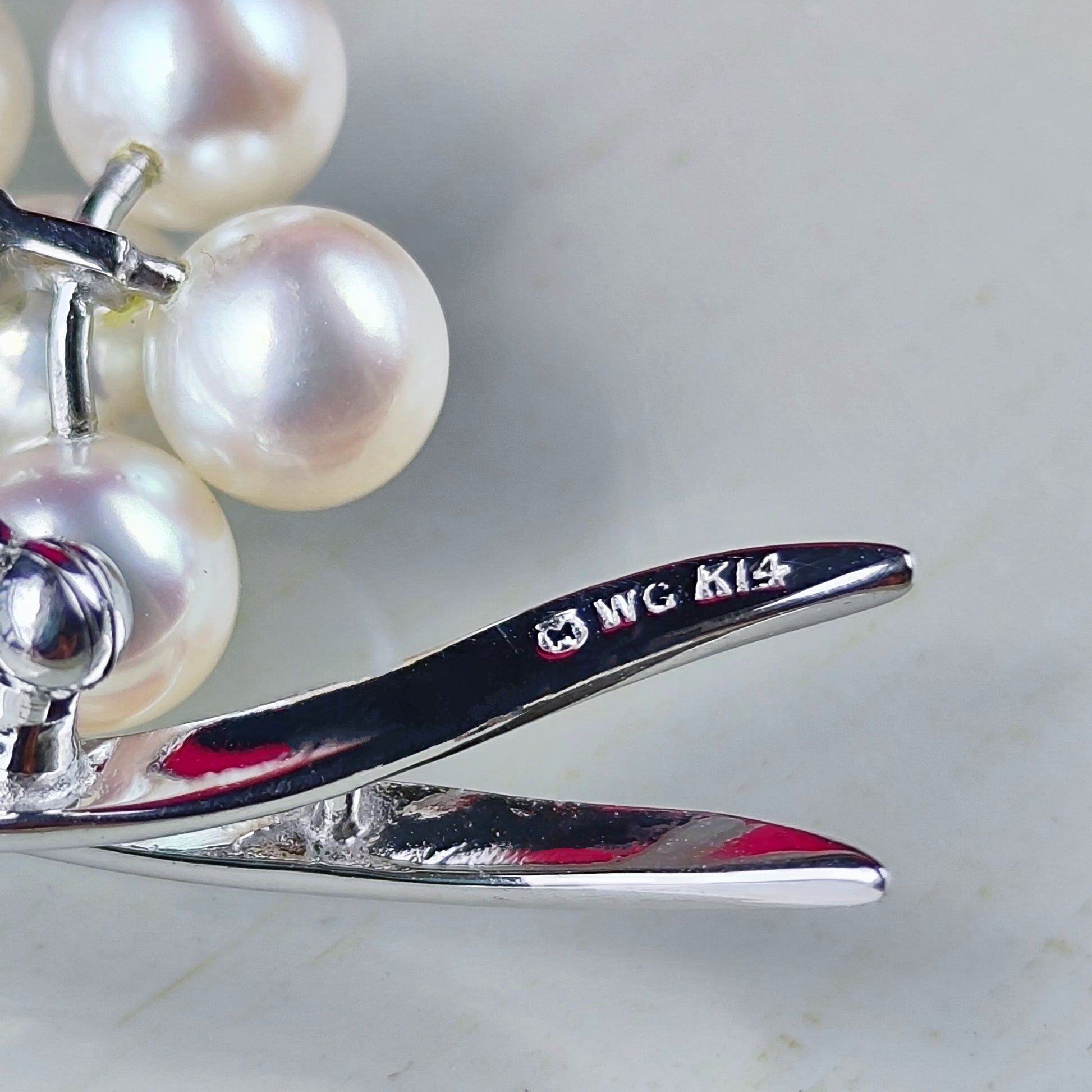 【御木本真珠店 】MIKIMOTO ミキモト あこや真珠 ヴィンテージブローチ 14金WG