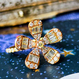 天然ダイヤモンド フラワーモチーフ 18金リング