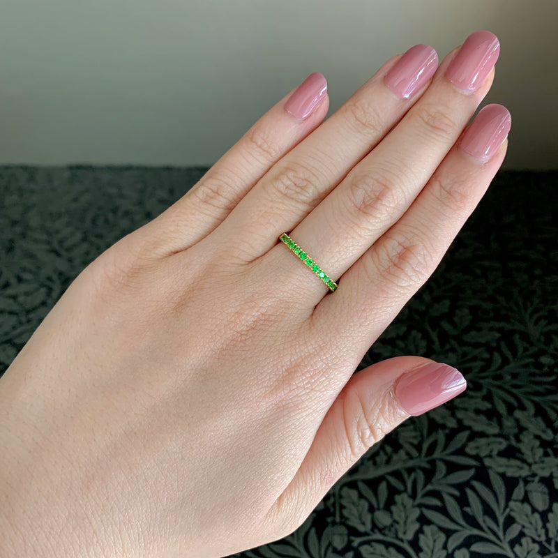 天然デマントイドガーネット ハーフエタニティリング 18金