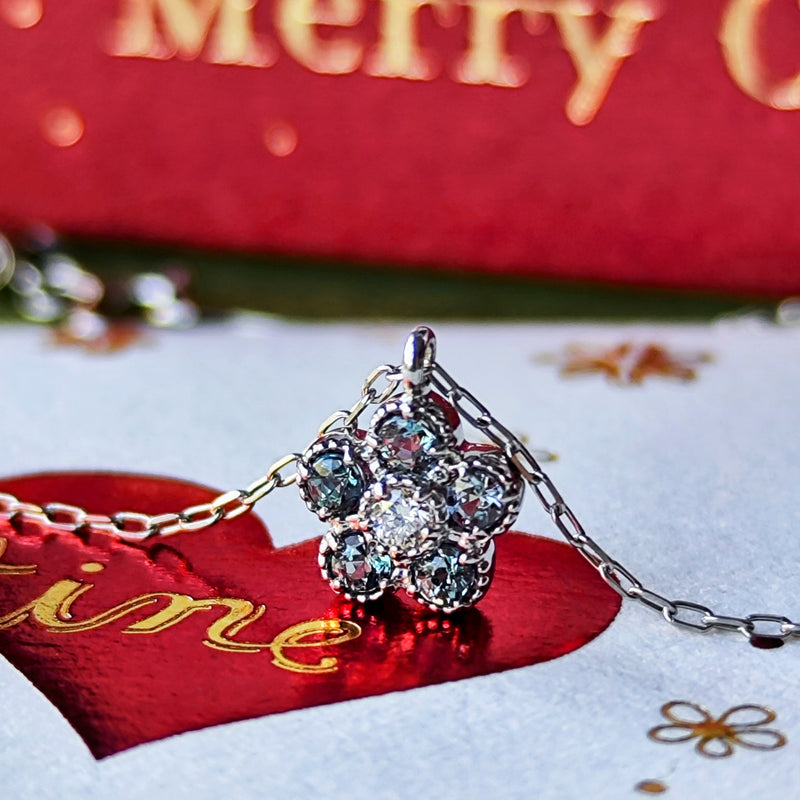 天然アレキサンドライト 天然ダイヤモンド ネックレス