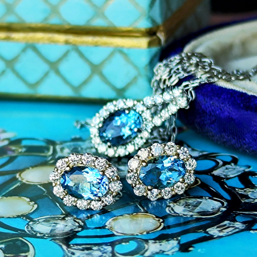 【サンタマリア】天然アクアマリン 天然ダイヤモンド ネックレス