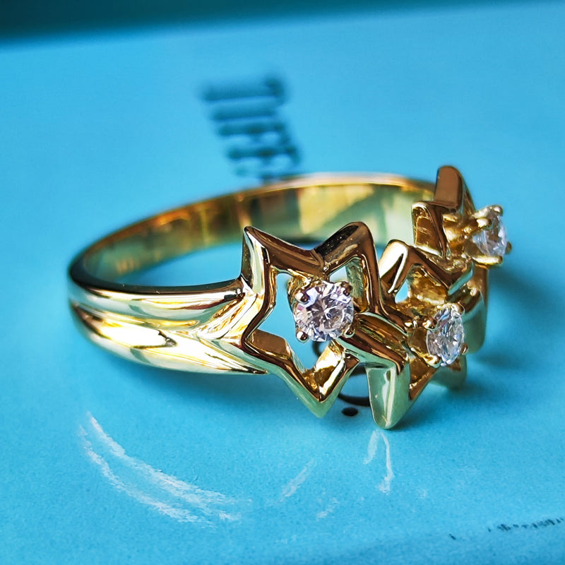 TIFFANY&Co ティファニー トリプルスター ダイヤモンドリング 18金YG 11号
