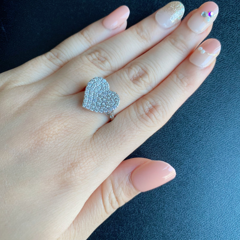 【全石 ハート&キューピッド】天然ダイヤモンド 0.88ct リング