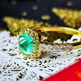 【シュガーローフ】天然エメラルド 天然ダイヤモンドリング