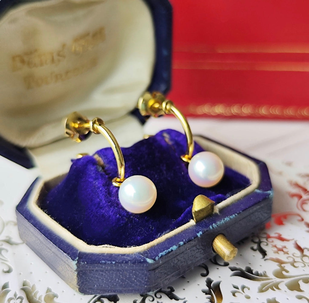 MIKIMOTO ミキモト あこや真珠 18金フープピアス