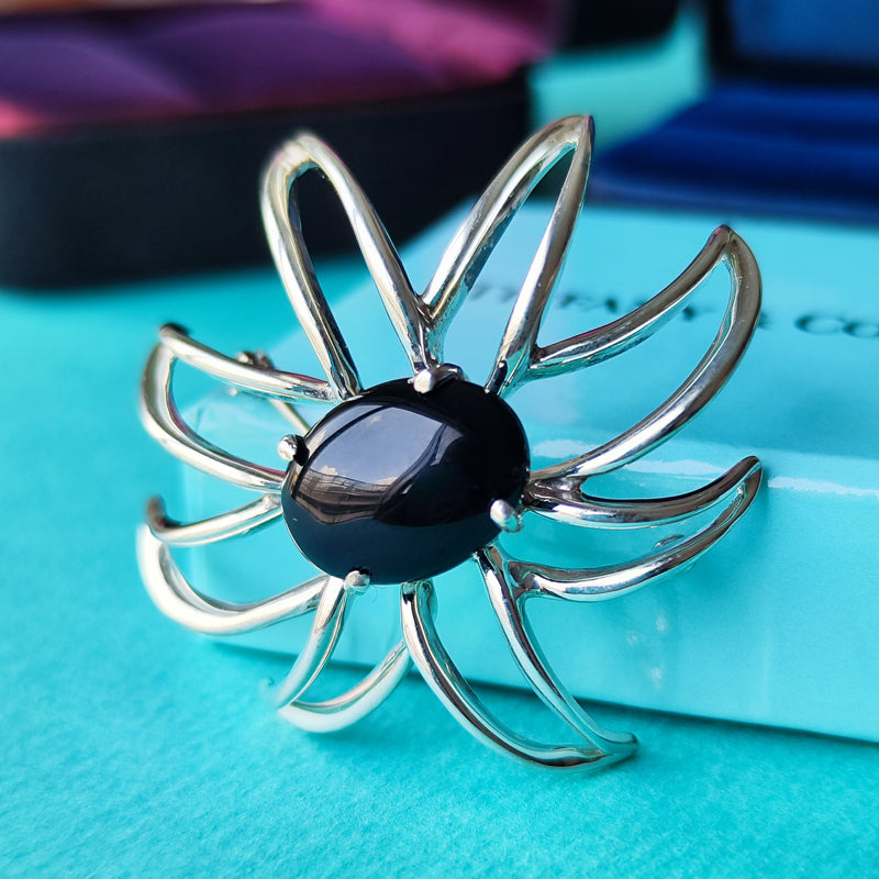 TIFFANY  ティファニー ファイヤーワークス オニキス シルバーブローチ