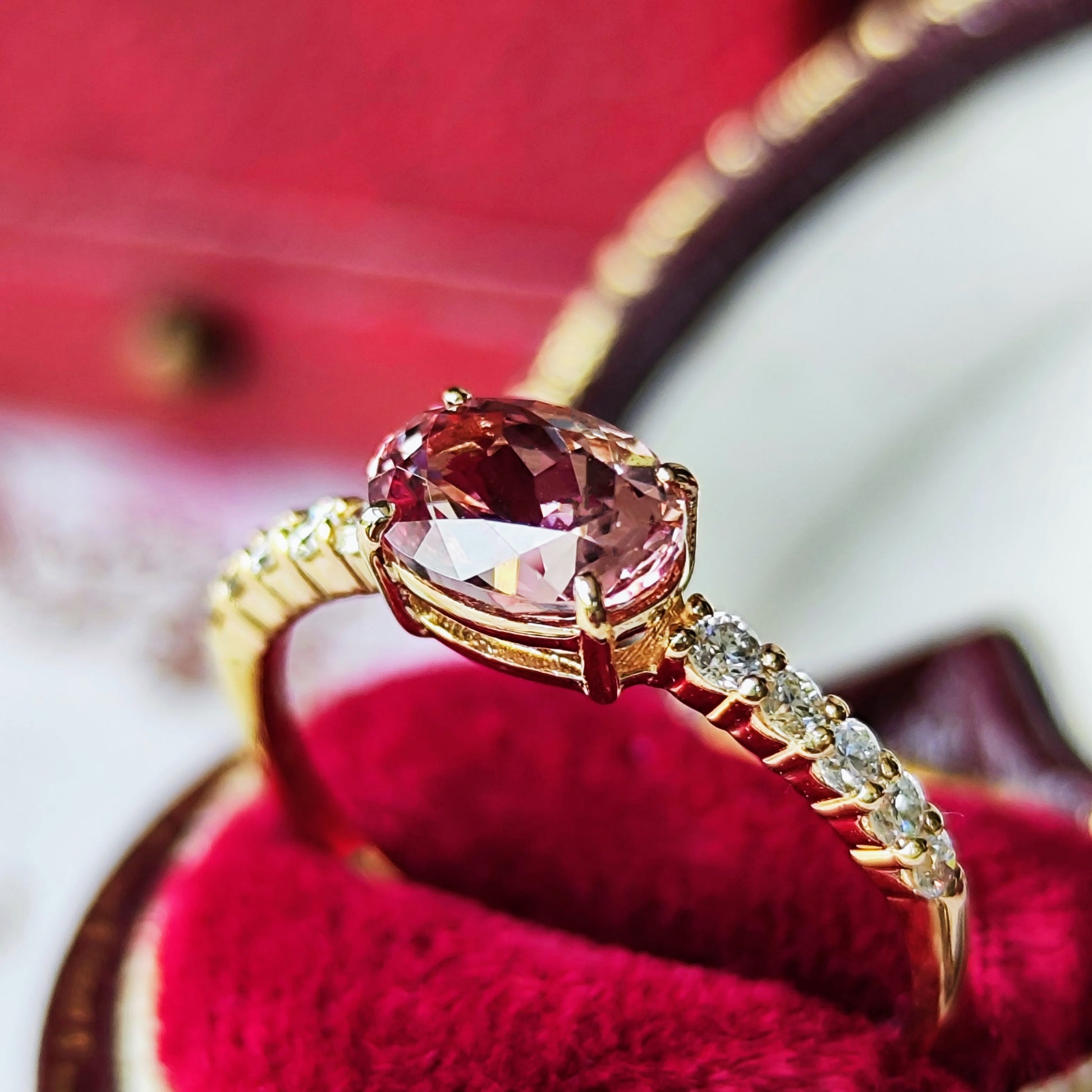 天然マラヤガーネット 1.18ct 天然ダイヤモンド リング