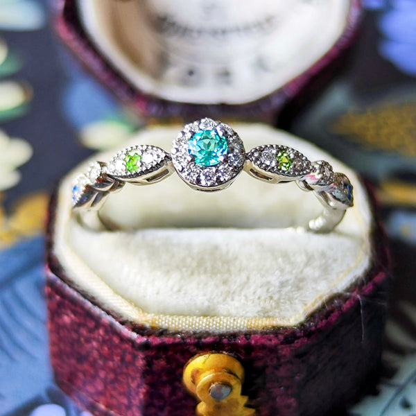 天然パライバトルマリン アウイナイト デマントイド フリーリング 計0.49ct 天然パライバトルマリン アウイナイト デマントイド フリー