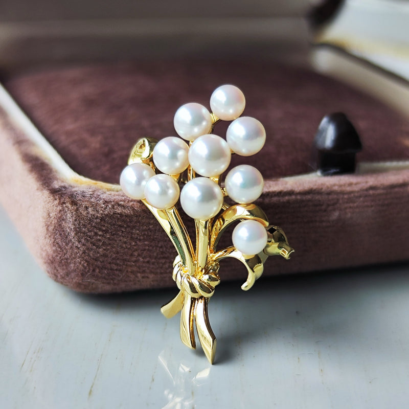 MIKIMOTO ミキモト あこや真珠 花束 ブローチ
