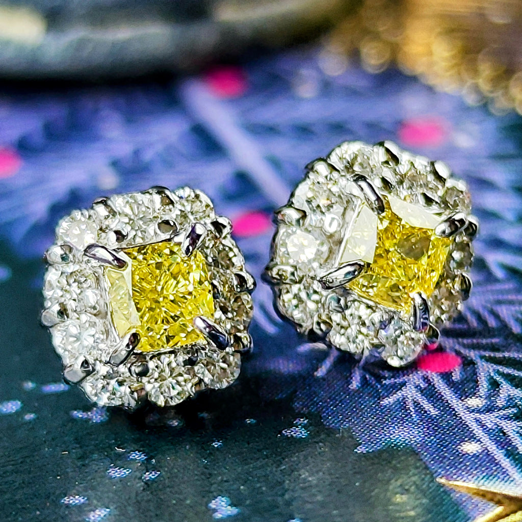 【イエローダイヤ】FANCY INTENSE YELLOW SI1 プラチナピアス