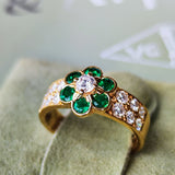 【Vintage Van Cleef & Arpels】ヴァンクリーフ&アーペル マデール エメラルド ダイヤモンド フラワーリング