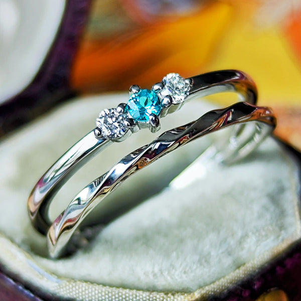 天然パライバトルマリン 天然ダイヤモンド リング