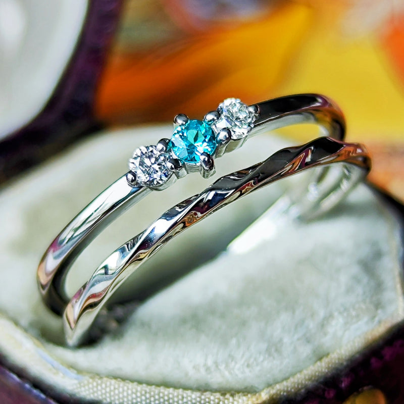 天然パライバトルマリン 天然ダイヤモンド リング