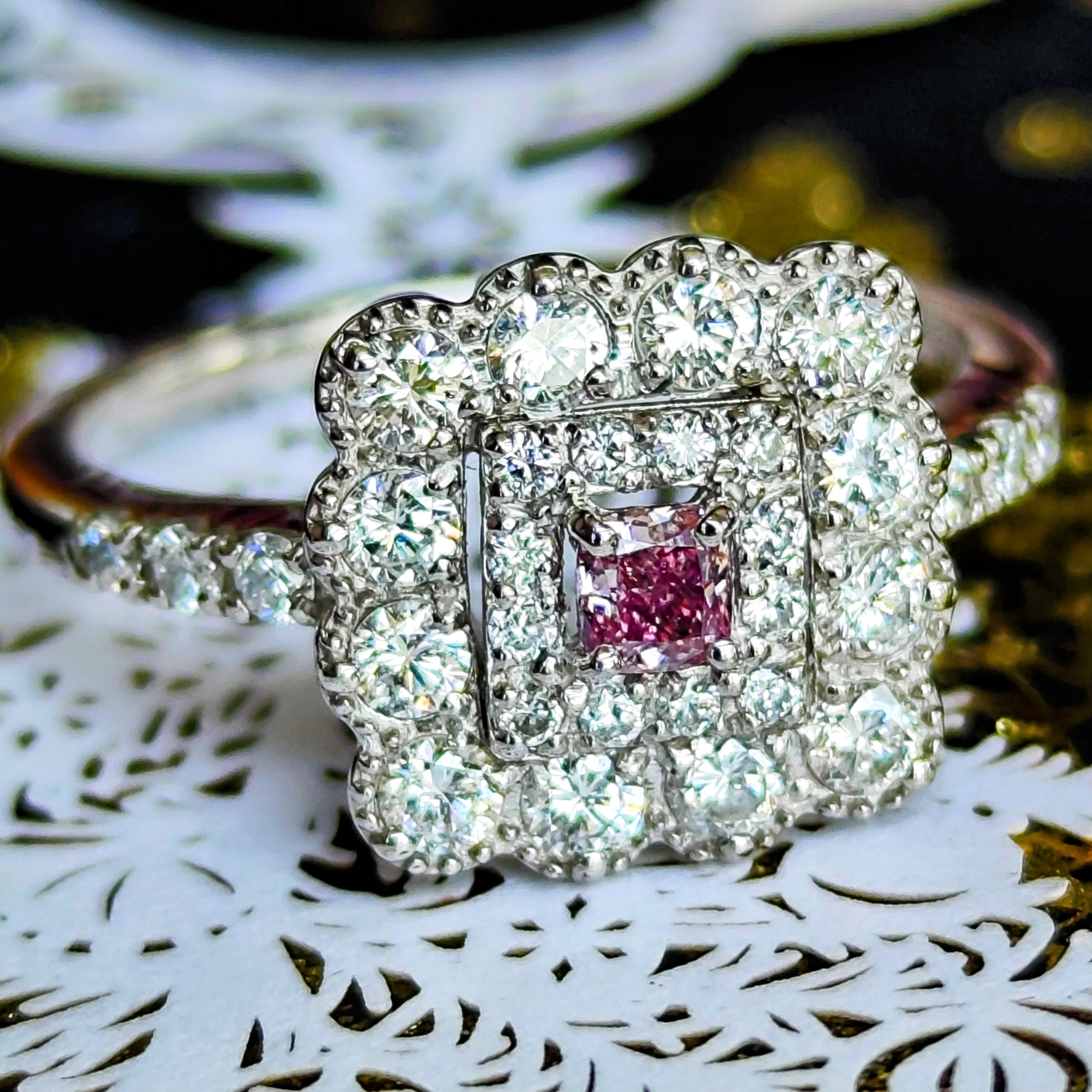 ピンクダイヤ】天然ダイヤモンド FANCY INTENSE PINK 0.117ct プラチナ