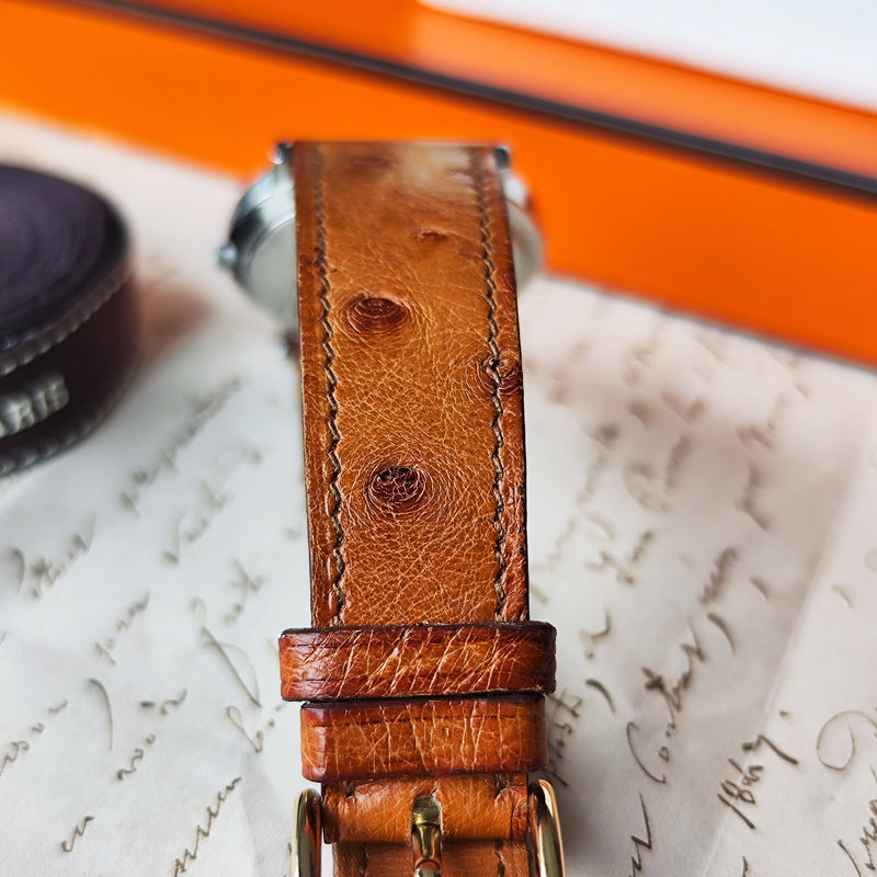 【ボーイズサイズ】HERMES エルメスセリエ オーストリッチ クォーツ腕時計