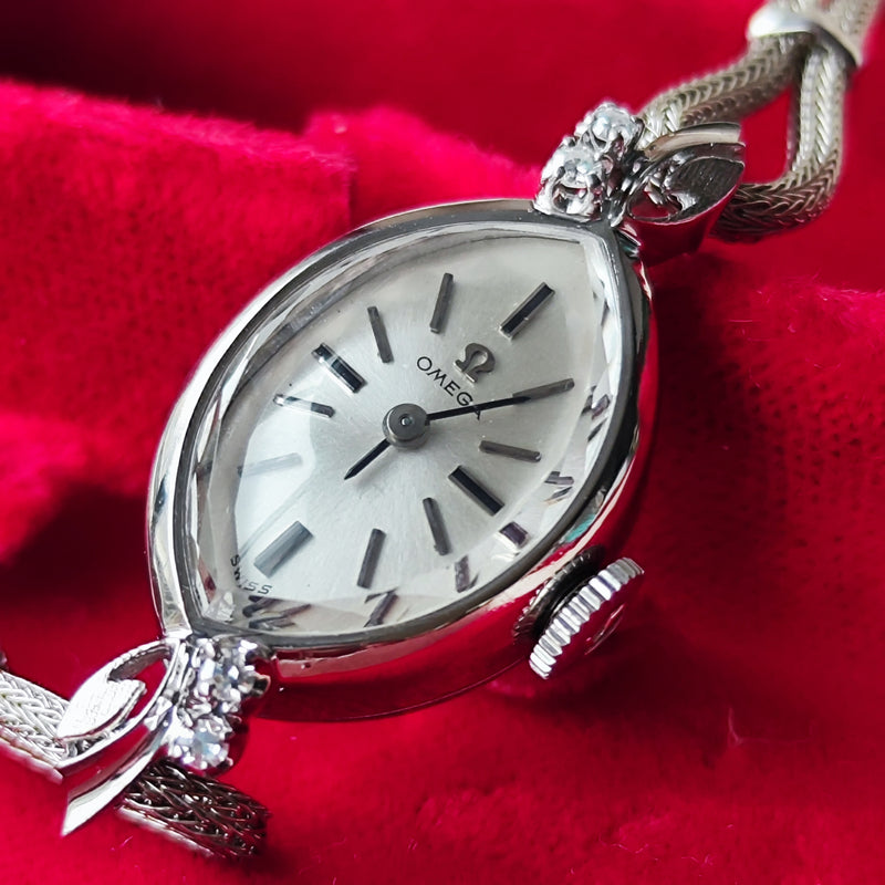 【OH済み 14金無垢】OMEGA オメガ ダイヤモンド 手巻き腕時計