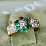 【Vintage Van Cleef & Arpels】ヴァンクリーフ&アーペル マデール エメラルド ダイヤモンド フラワーリング