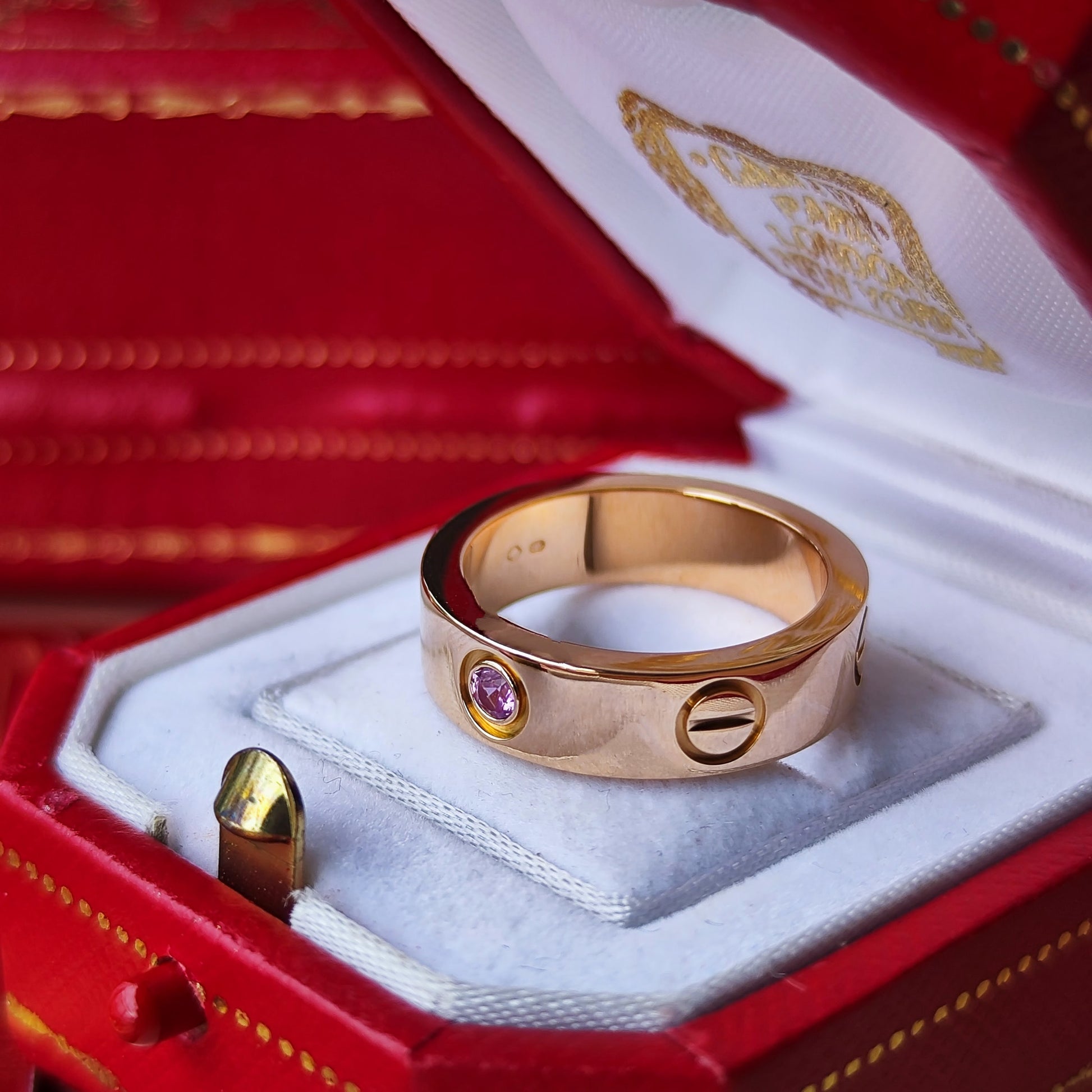 Cartier カルティエ ラブリング ピンクサファイア 18金PG 52