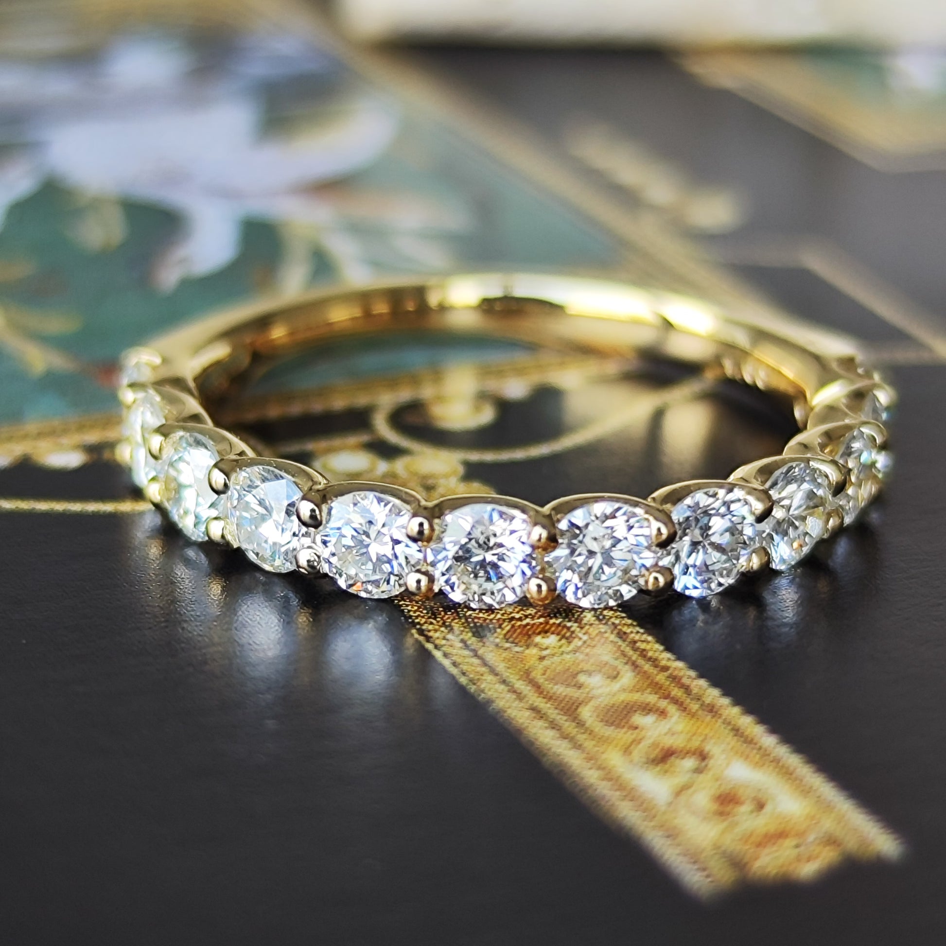 【全石ハート&キューピッド】天然ダイヤモンド 15石 ハーフエタニティリング 18金