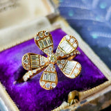 天然ダイヤモンド フラワーモチーフ 18金リング