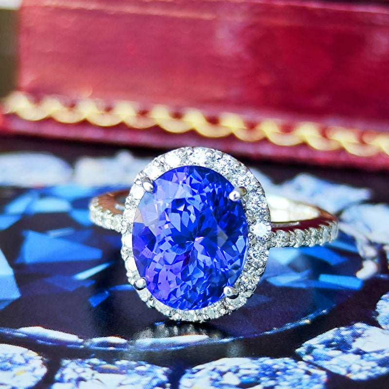 【大粒 4.22ct】天然タンザナイト 天然ダイヤモンド リング