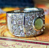 天然クリソベリルキャッツアイ 天然ピンクダイヤモンド プラチナリング