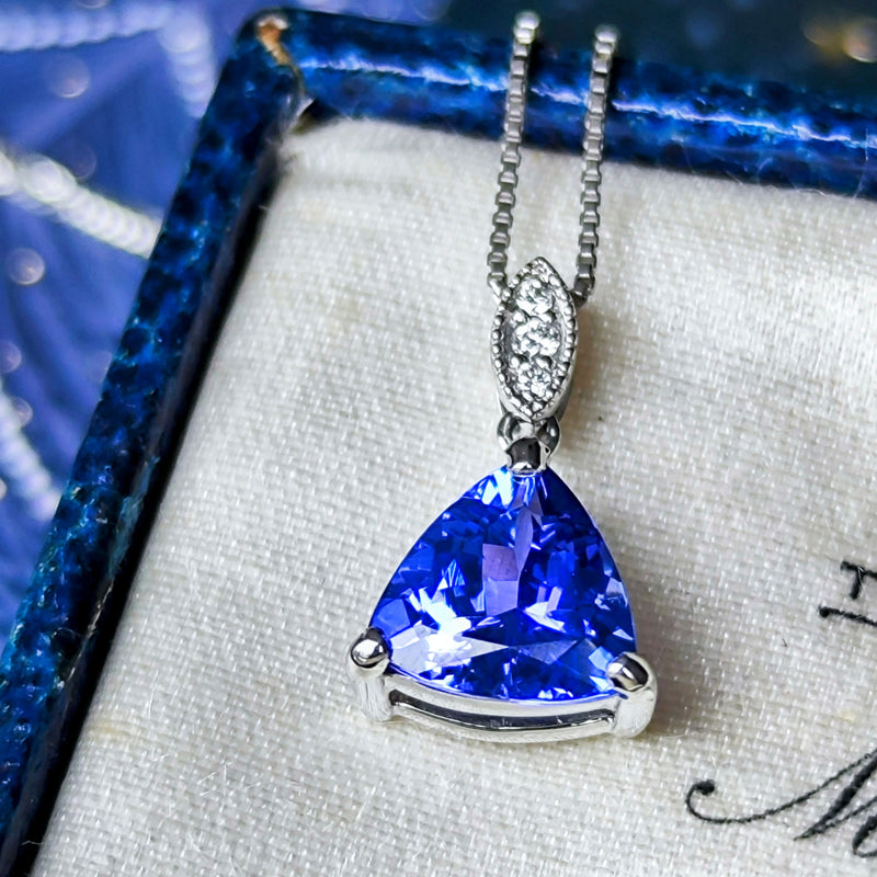 天然タンザナイト 天然ダイヤモンド ネックレス