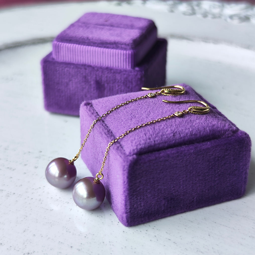 【限定品】紫陽花パール 天然ダイヤモンド ピアス