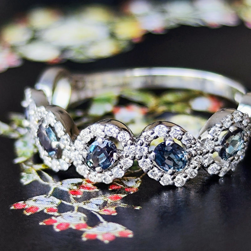 天然アレキサンドライト 0.35ct 天然ダイヤモンド リング