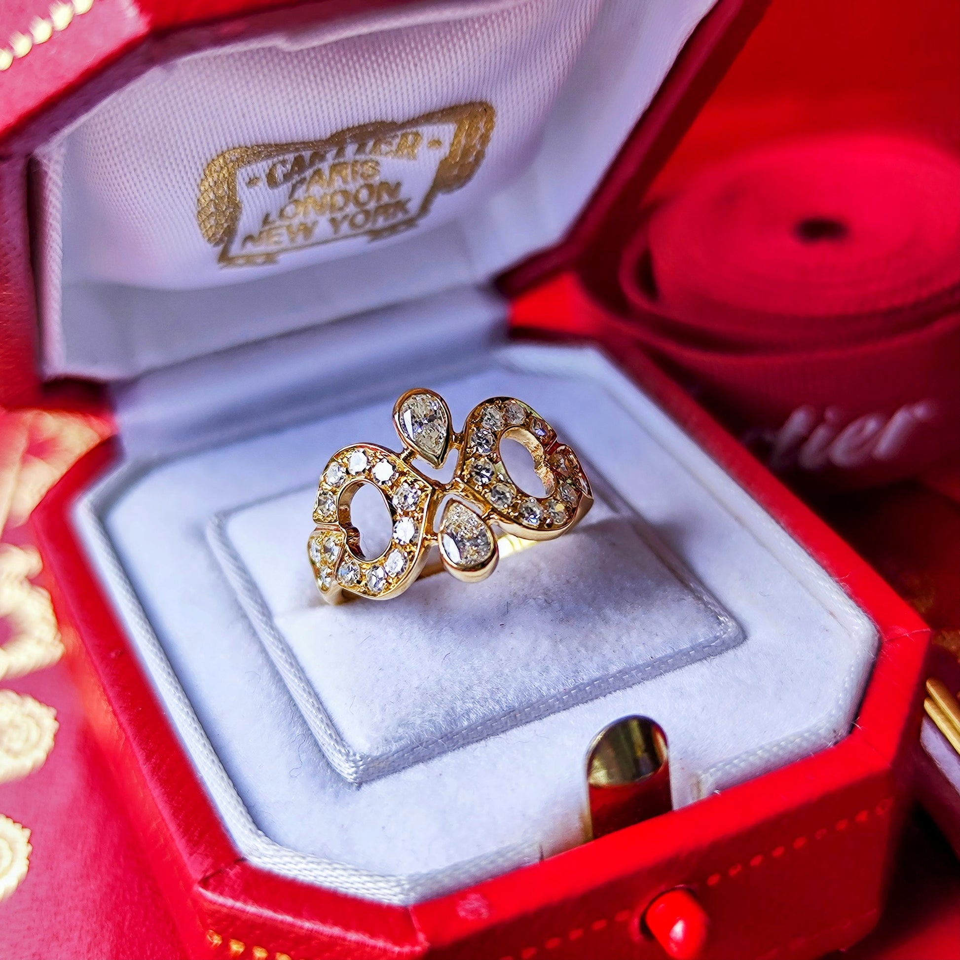 【Vintage Cartier】カルティエ ダイヤモンド 2Cリング 18金 50